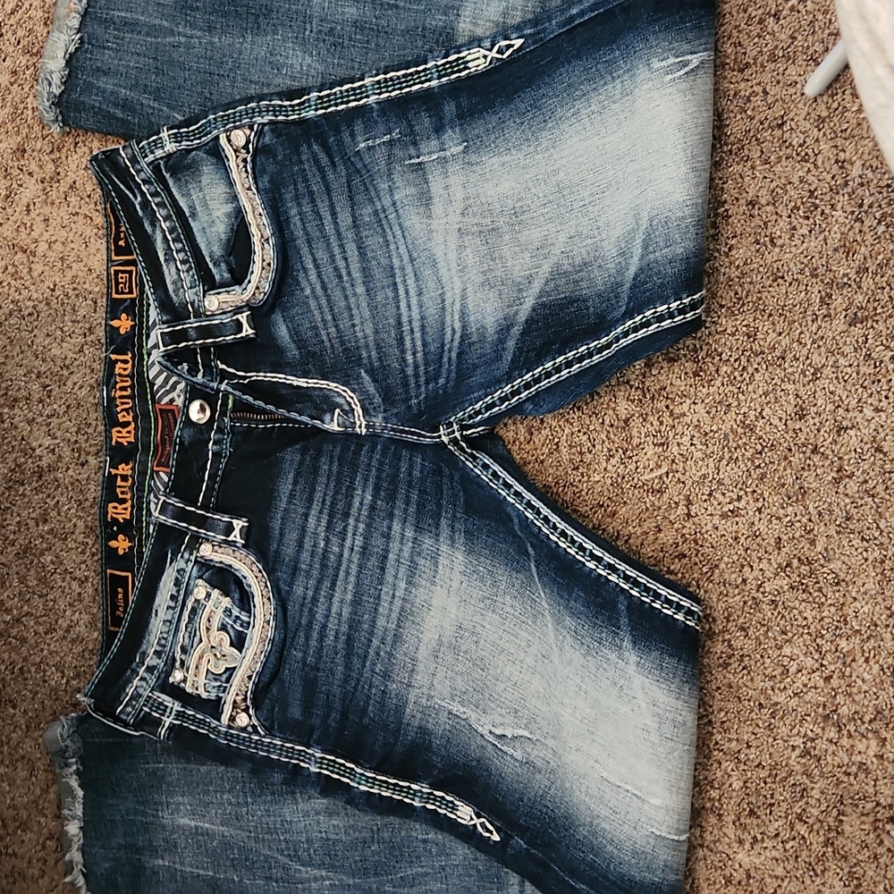 Rock Revival Women's Boot Cut Jeans - Dark Blue with Faded Wash